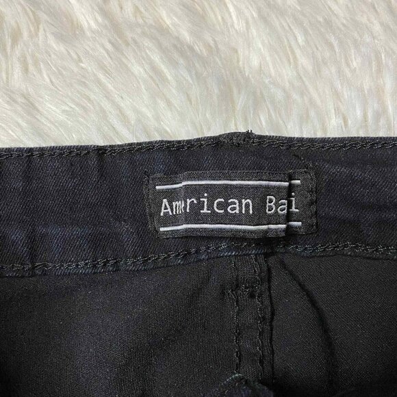 American Bazi Skinny Jeans Womens 5 Black Red Stripe Distressed High Waist - Picture 6 of 7
